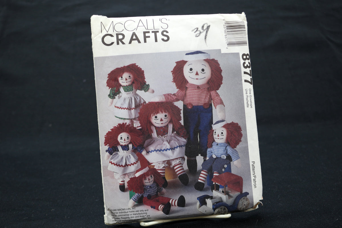 McCalls 8377 Raggedy Andy & Ann Sewing Pattern