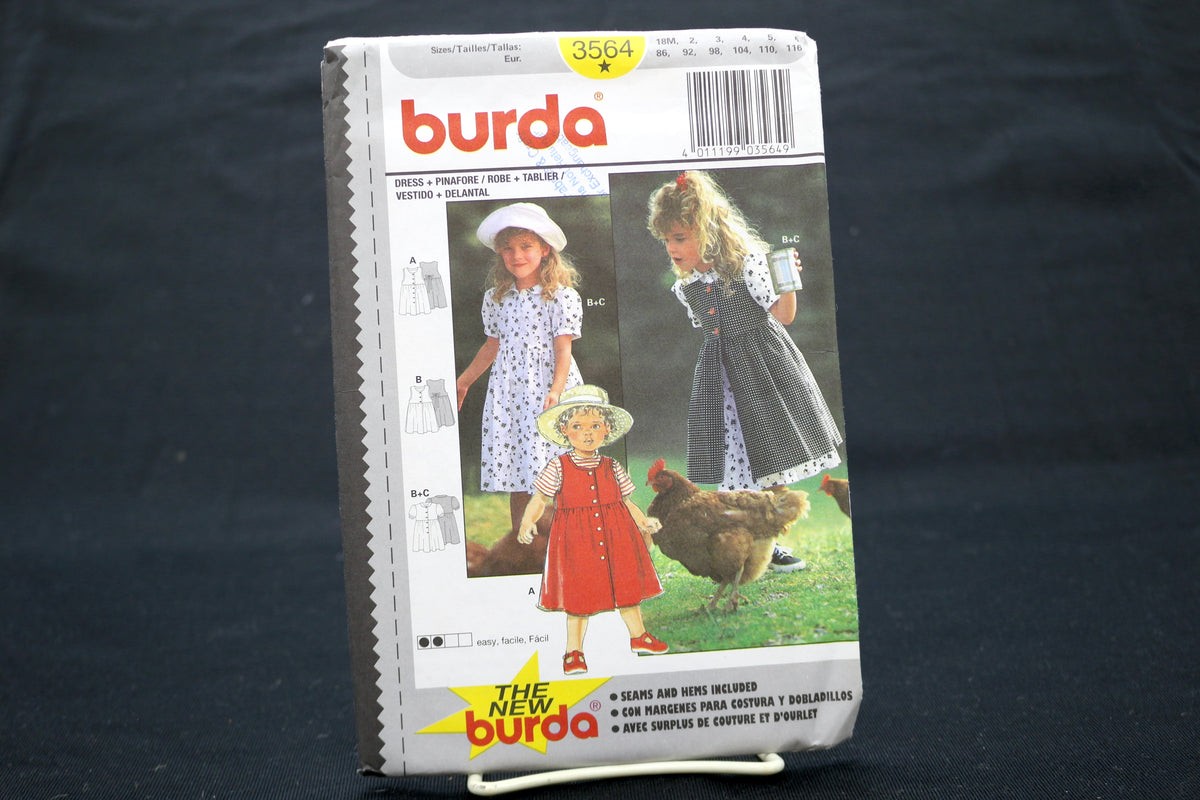 Burda 3564 Childrens Dress, Pinafore, RObe and More Sewing Pattern
