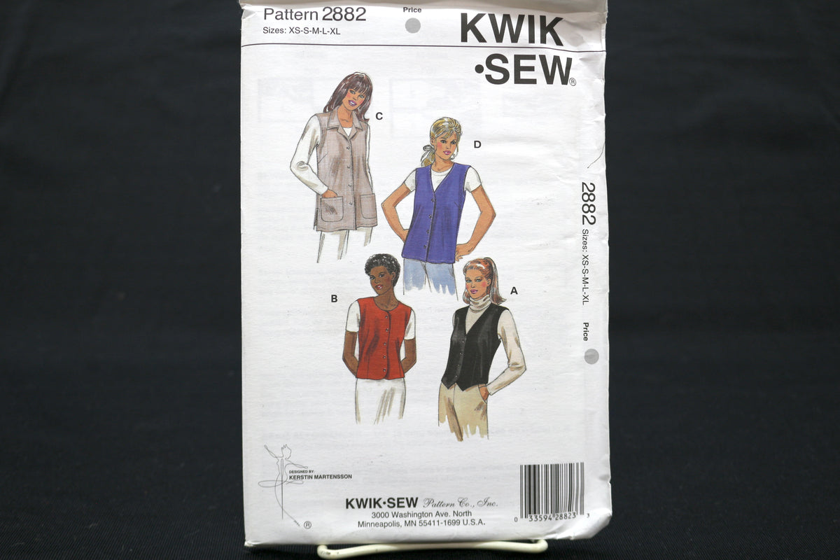 Kwik Sew 2882 Misses' Vests Sewing Pattern