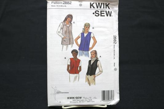 Kwik Sew 2882 Misses' Vests Sewing Pattern