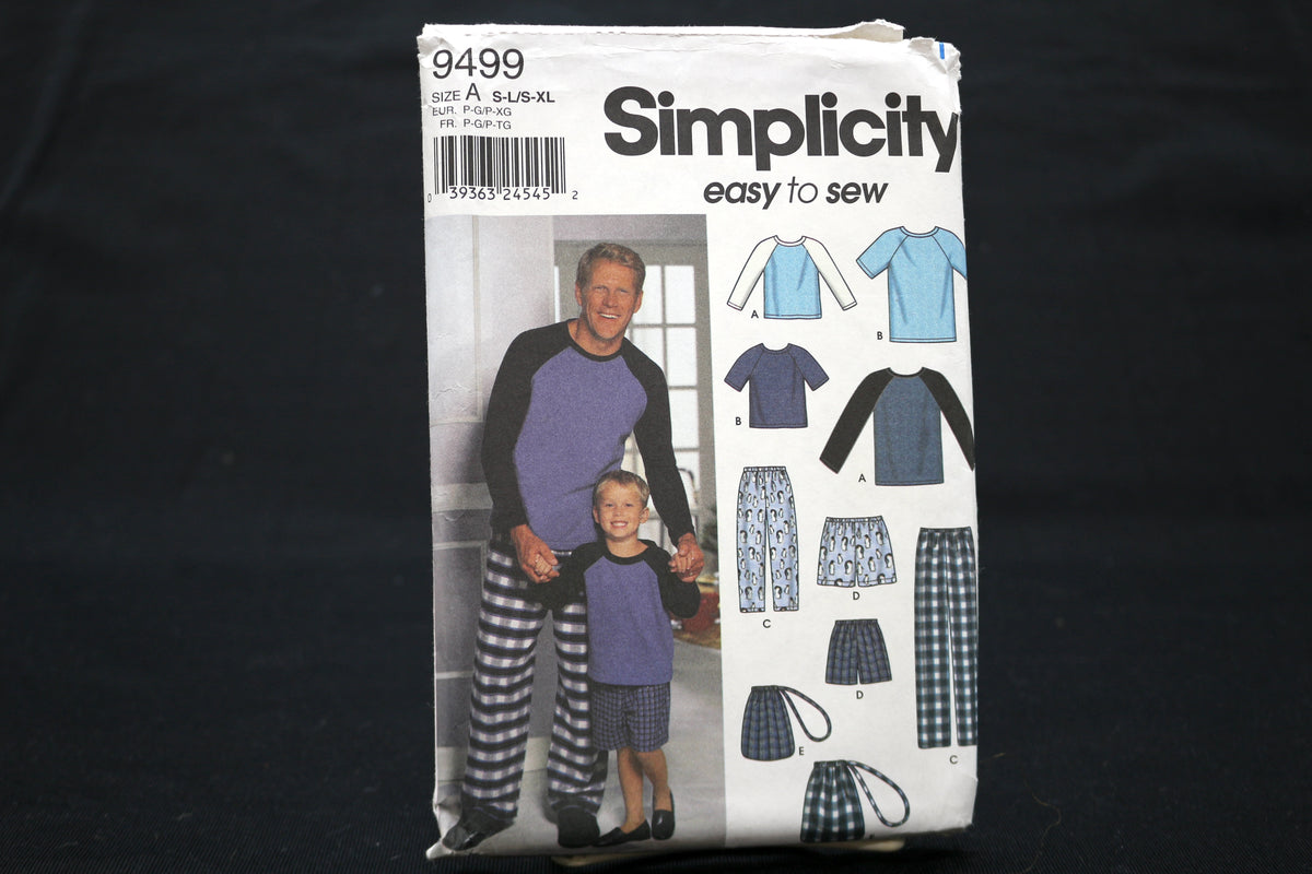 Simplicity 9499 Boys' and Mens Loungewear Sewing Pattern size s-xl