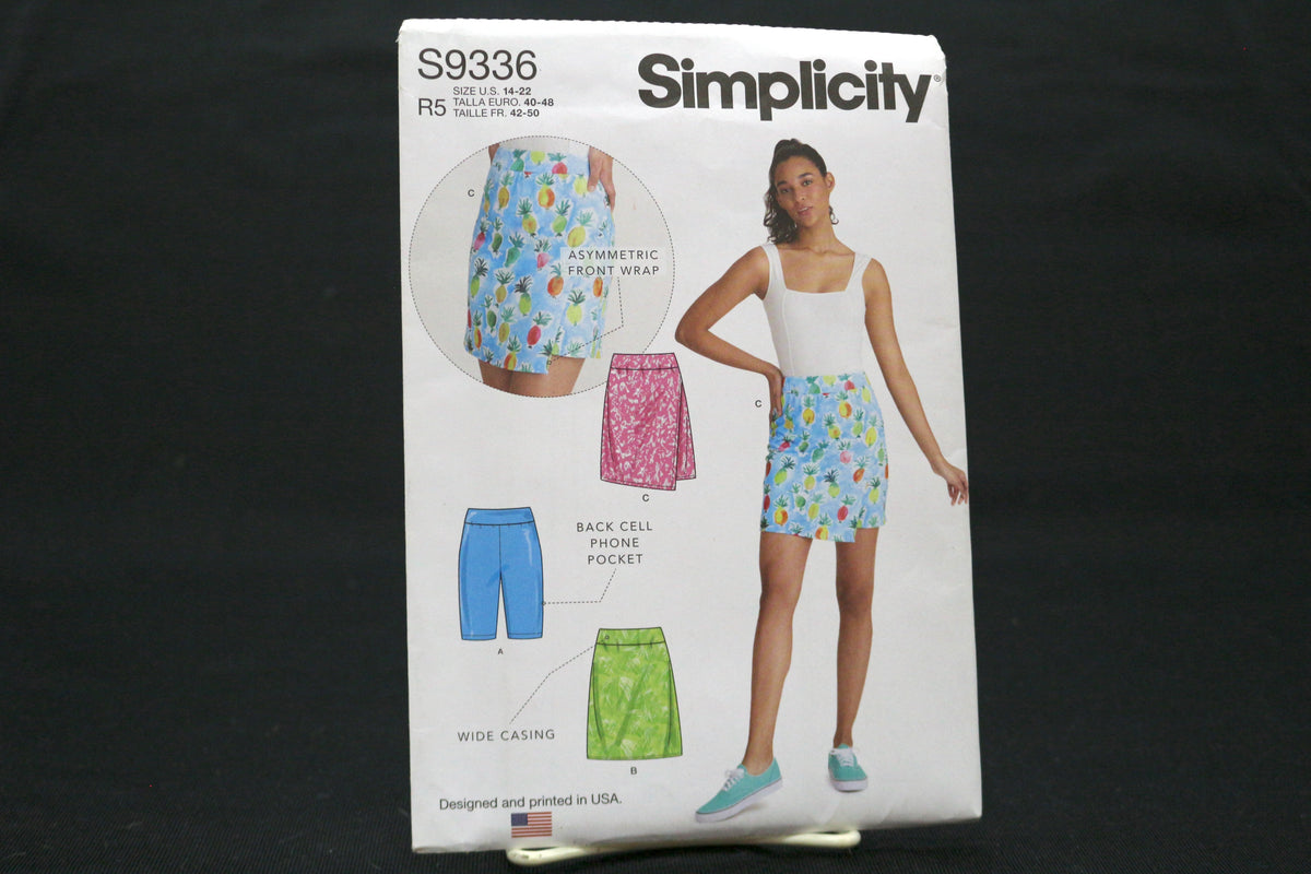 Simplicity 9336 Misses' Knit Skort, Skirt and Shorts size 14-22