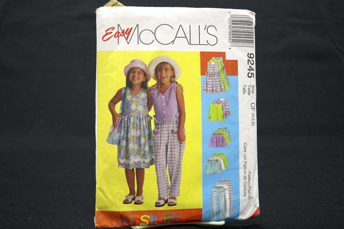McCalls 9245 Children and Girls Dress, Top and Pants Sewing Pattern size 4-6