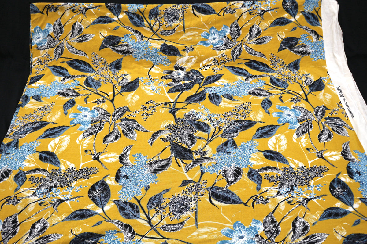 Mustard Yellow Jersey Cotton Fabric 54" x 2.75 yds