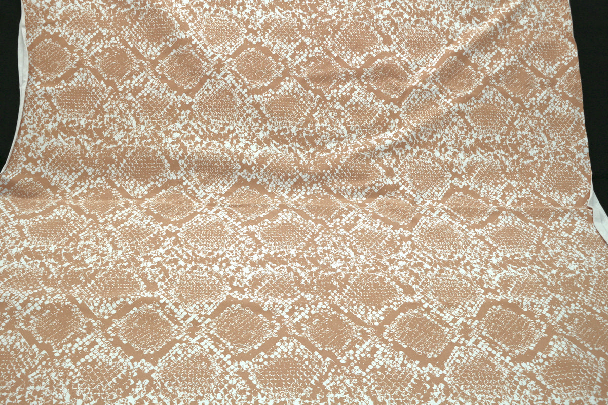 Beige Snake Print Thick Jersey Cotton 60" x 1 yd