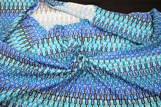 Blue Design Cotton Jersey Fabric 4 Way Stretch 60"