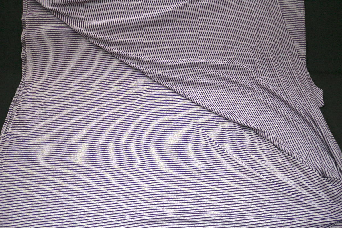 Purple and Gray Striped Jersey Knit Cotton Fabric 60" x 3.25 yds