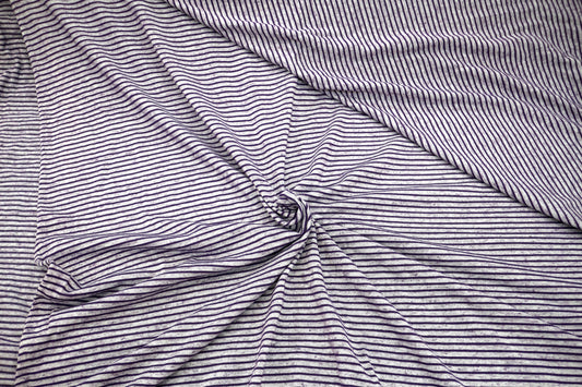 Purple and Gray Striped Jersey Knit Cotton Fabric 60" x 3.25 yds