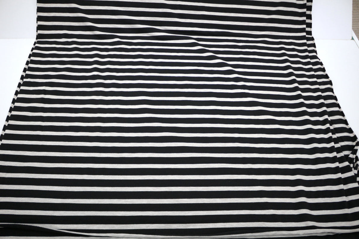 Black and Gray Stripes Cotton Knit Fabric 60" x 3.25 yds