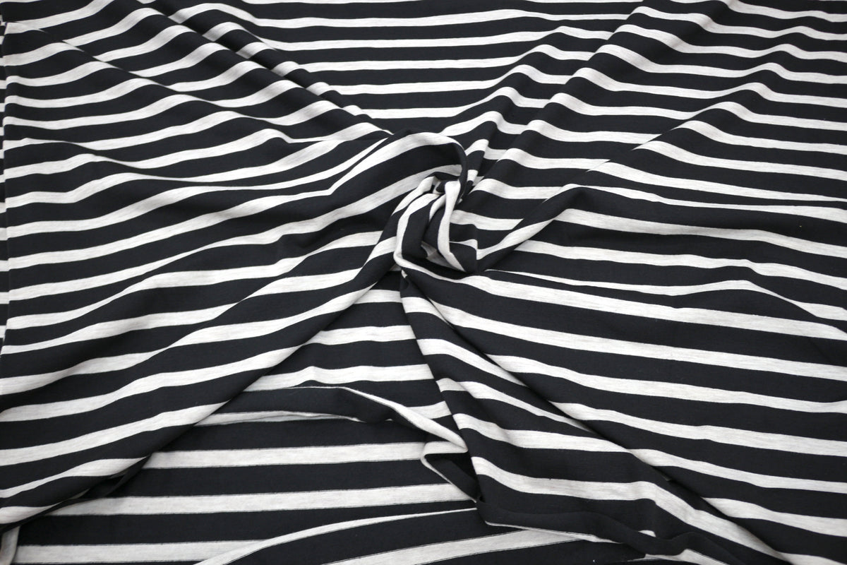 Black and Gray Stripes Cotton Knit Fabric 60" x 3.25 yds