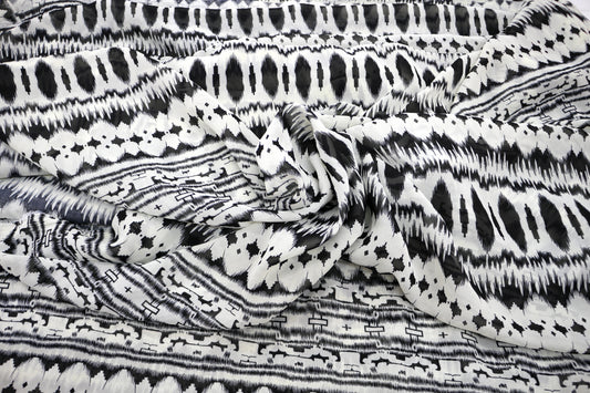 Sheer Black and White Aztec Print Fabric 60" x 7 yds