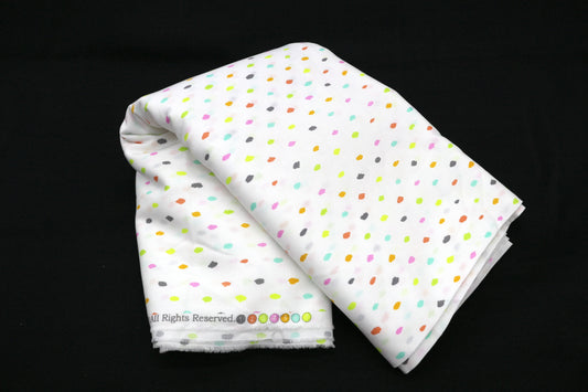 Paint Color Drops on White Cotton Fabric 44" x 6.25 yds
