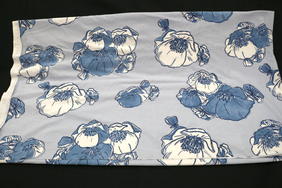 Plush Knit Blue Flowered Fabric 62" x 2 yds