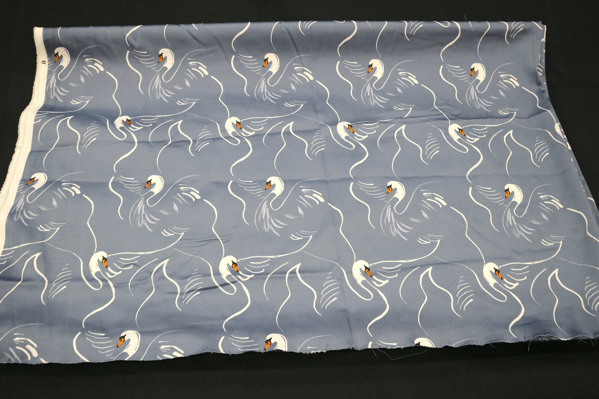 Satin Stretch Fabric with Swan Print 54" x 2.75 yds