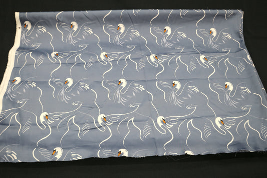 Satin Stretch Fabric with Swan Print 54" x 2.75 yds