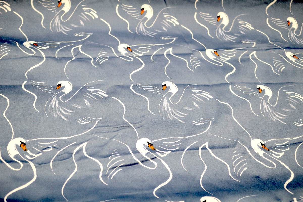 Satin Stretch Fabric with Swan Print 54" x 2.75 yds