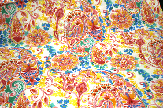 Bright Pastel Paisley Cotton Fabric 44" x 2 yds