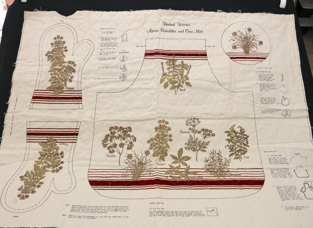 Vintage Quilted Kitchen Herb Accessories Sewing Panels