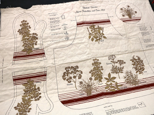 Vintage Quilted Kitchen Herb Accessories Sewing Panels