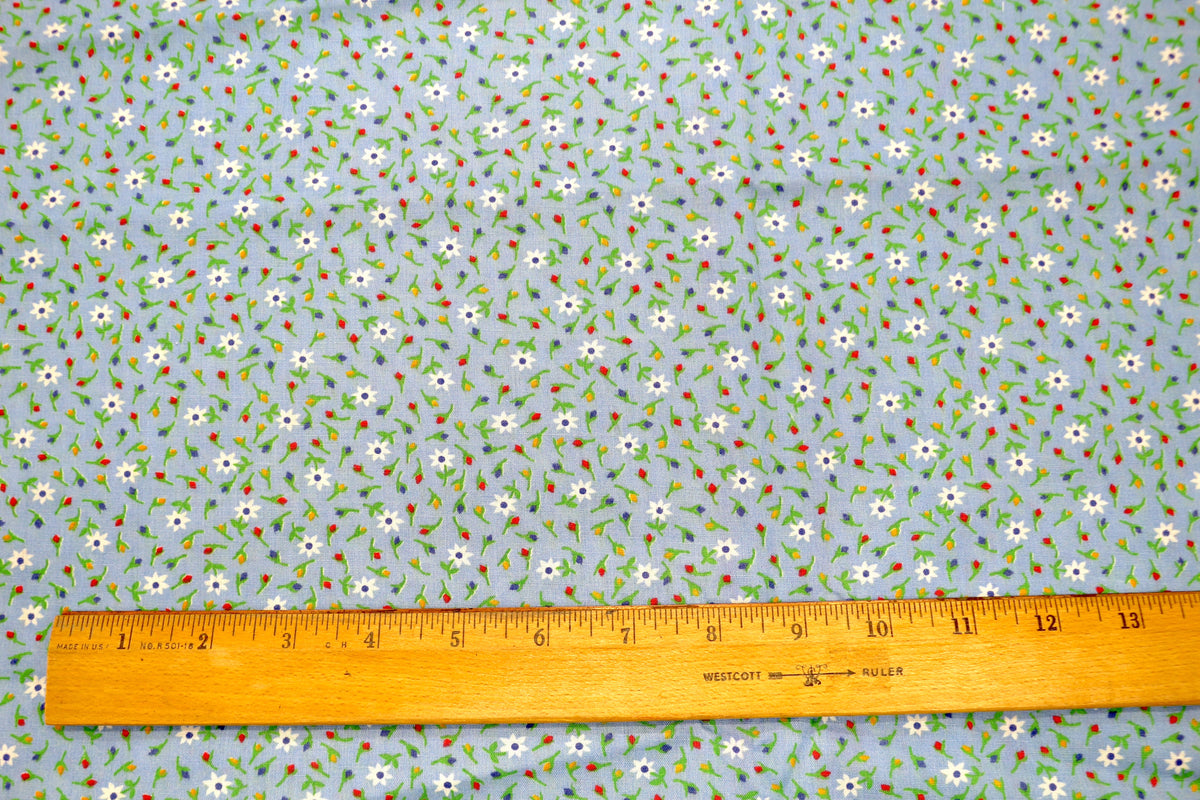 Blue Cotton Variety Flower Fabric 44" x 1.25 yds