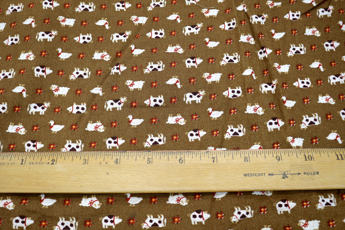 Farm Animals Cotton Fabric 44" x 1 yd