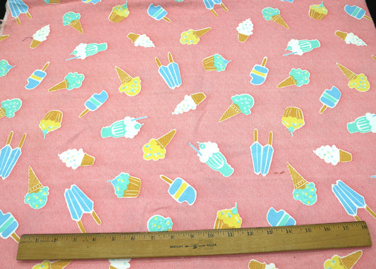 Ice Cream Parade Pink Cotton Fabric 45" x 1 yd