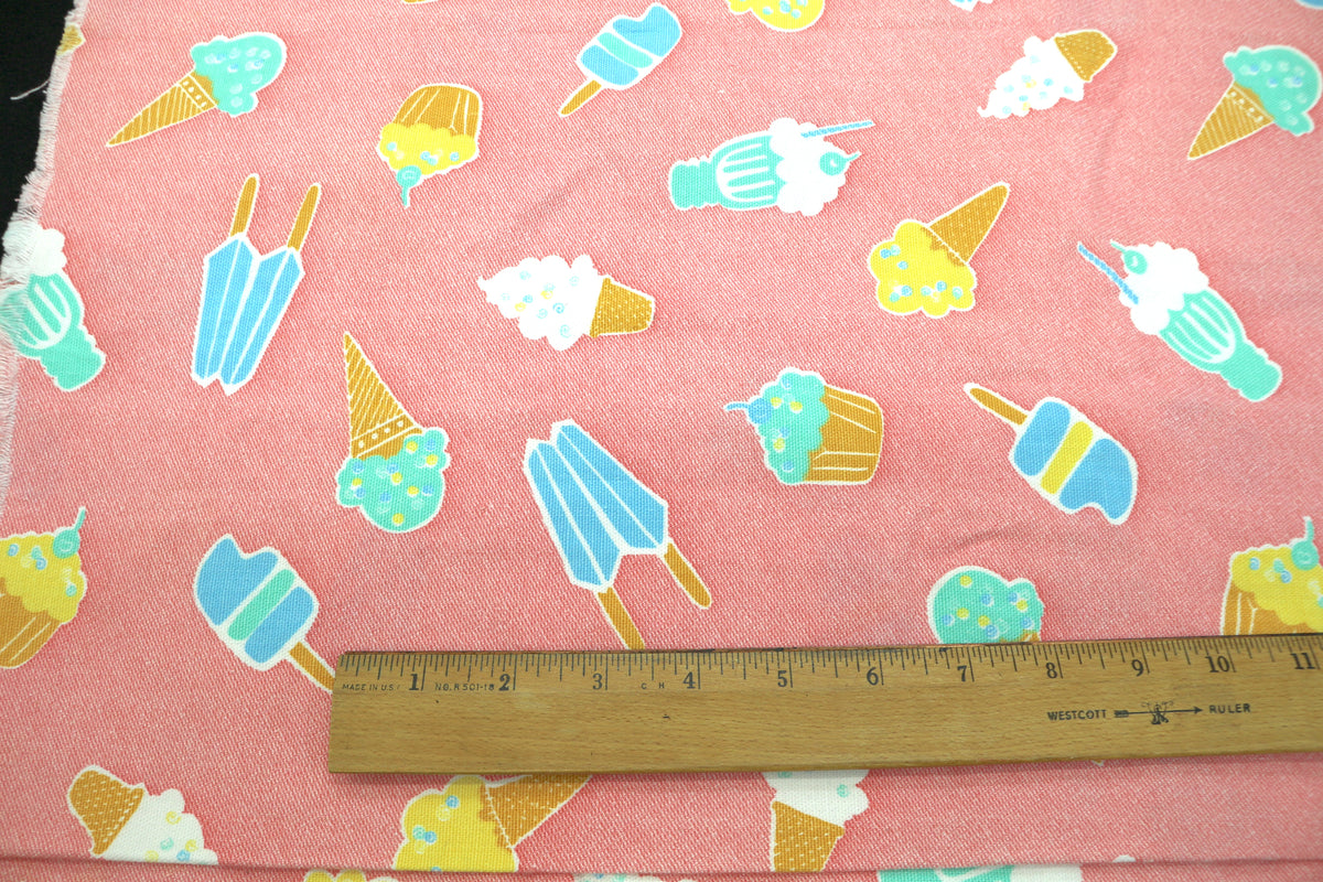 Ice Cream Parade Pink Cotton Fabric 45" x 1 yd