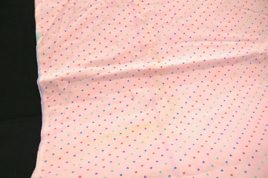 Pink Corduroy with Hearts Fabric 63" x 2.25 yds (has stain)