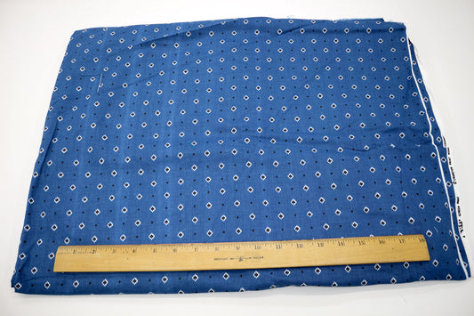 Southwest Design on Blue Cotton Fabric 44" x 3.5 yds ( has flaw)