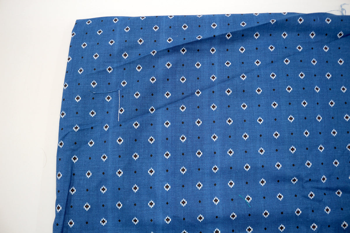 Southwest Design on Blue Cotton Fabric 44" x 3.5 yds ( has flaw)