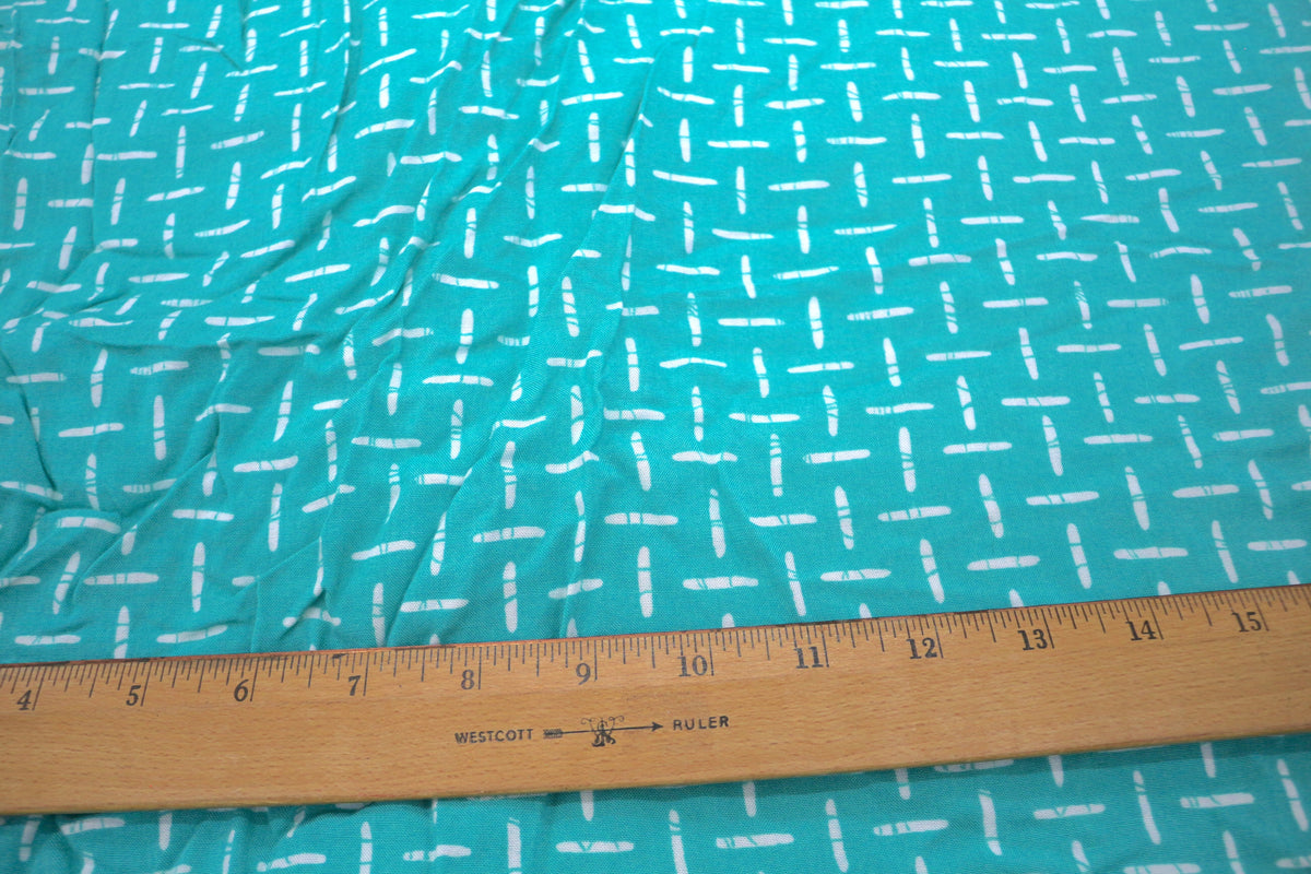 Soft Teal Cotton Blend Fabric with Worm Design 42" x 4 yds