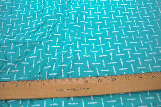 Soft Teal Cotton Blend Fabric with Worm Design 42" x 4 yds