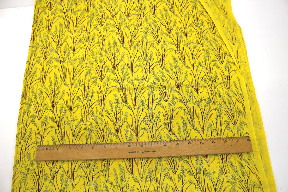 Yellow Wheat Stalks Cotton Fabric 44" x 1.25 yds