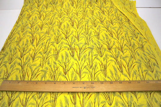Yellow Wheat Stalks Cotton Fabric 44" x 1.25 yds