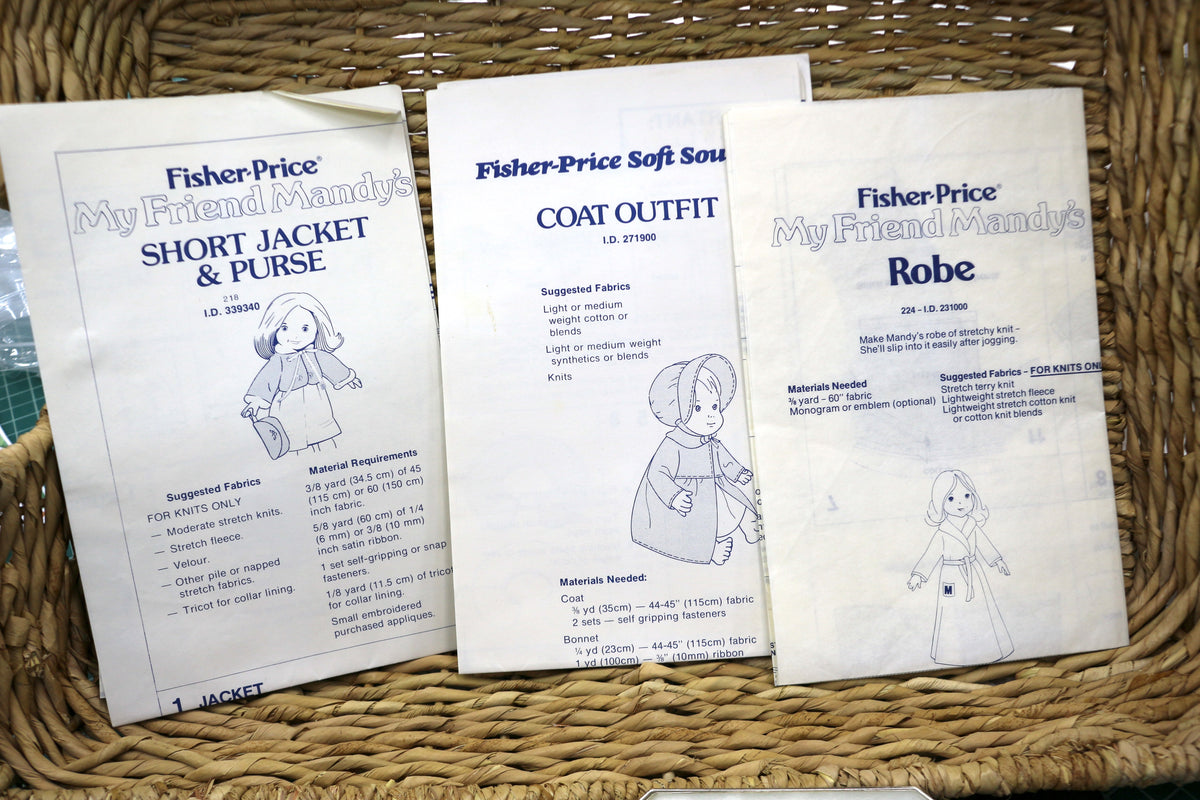 McCalls Fisher Price My Friend Doll Wardrobe Sewing Pattern Bundle