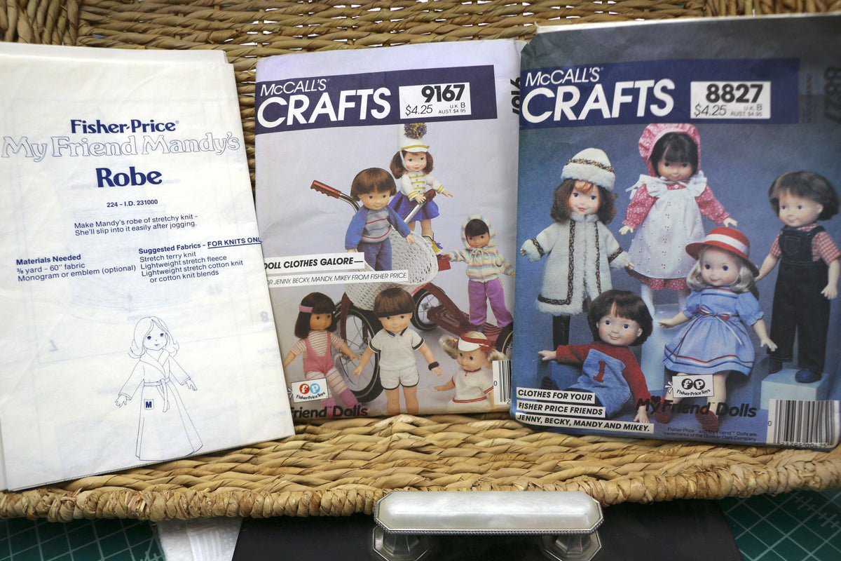 McCalls Fisher Price My Friend Doll Wardrobe Sewing Pattern Bundle