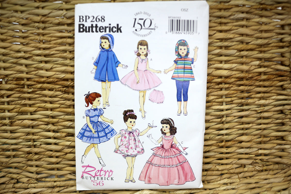 Butterick BP268 Retro 18" Doll Clothes Sewing Pattern