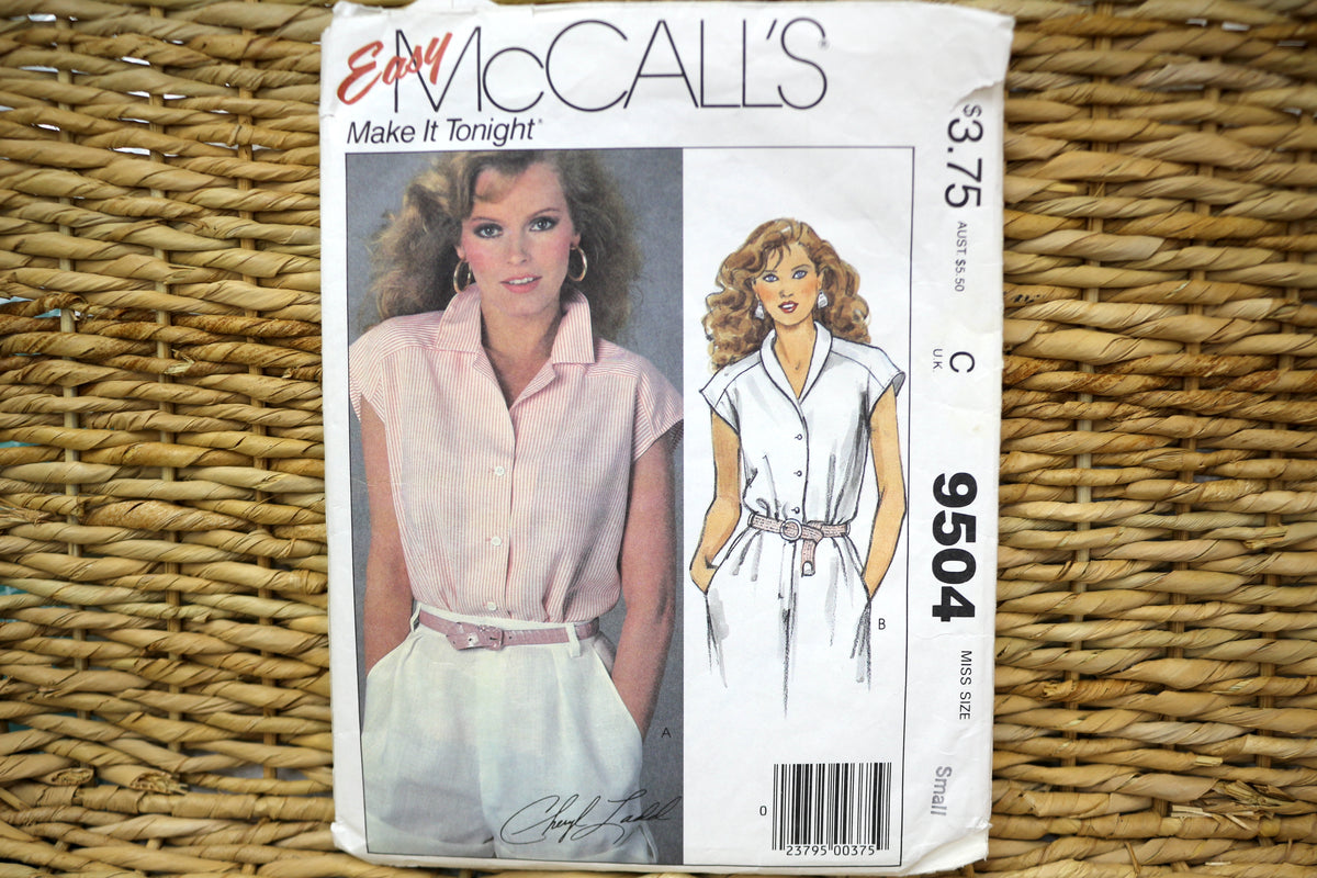 McCalls 9504 Misses Top Sewing Pattern size Small
