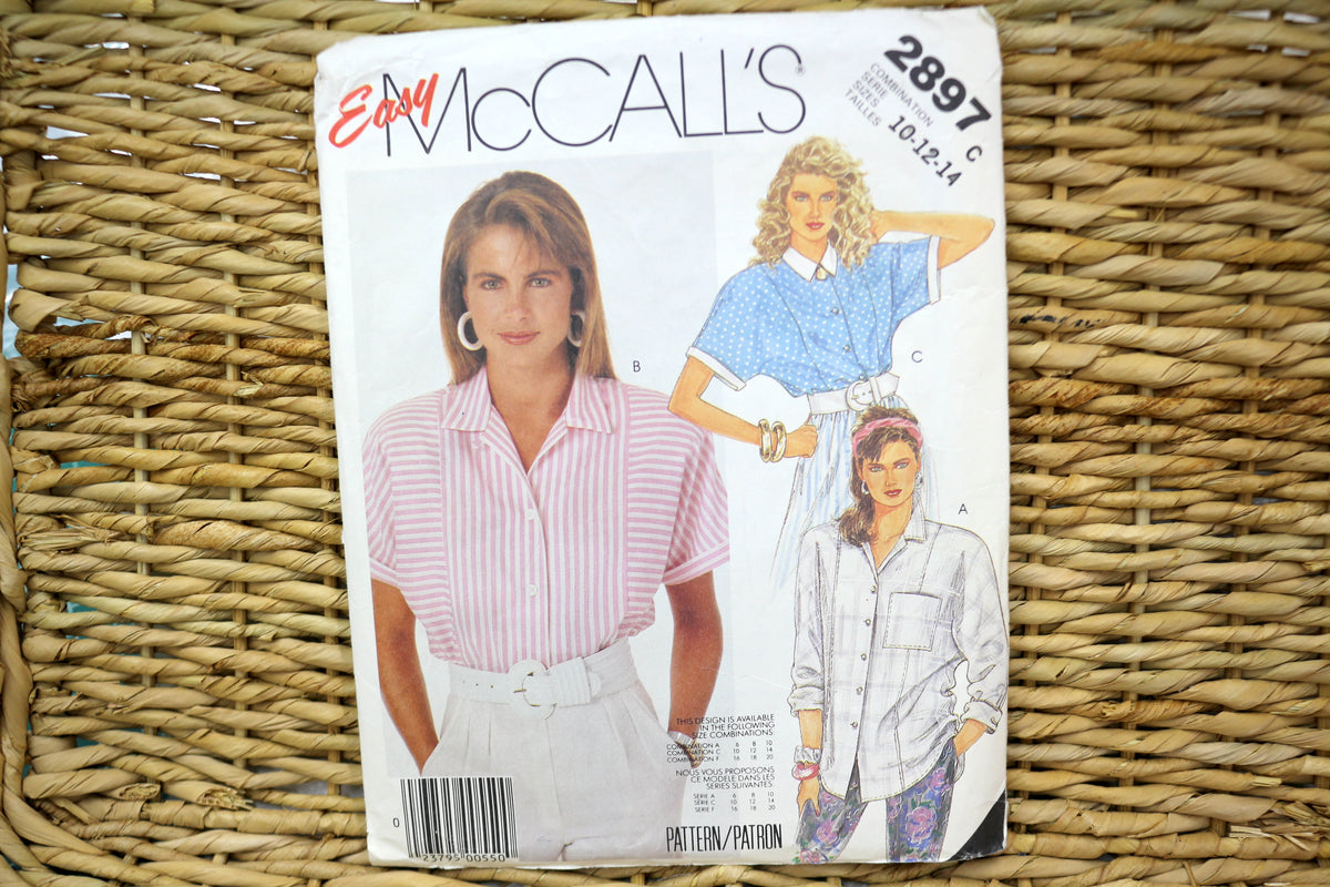 McCalls 2897 Misses Blouse Sewing Pattern size 10-14