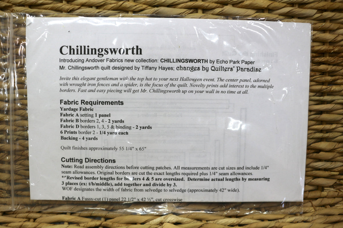 Adapted by Quilters, INC. Chillingsworth Quilt Pattern