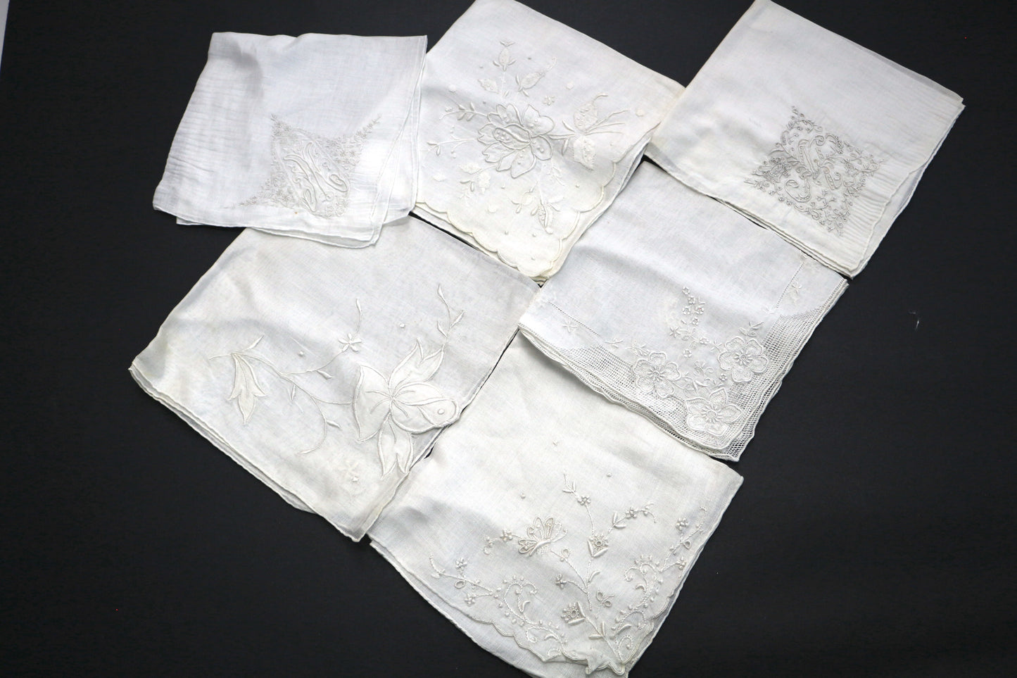 Vintage Linen Hankies White with Designs or Colorful Bunch