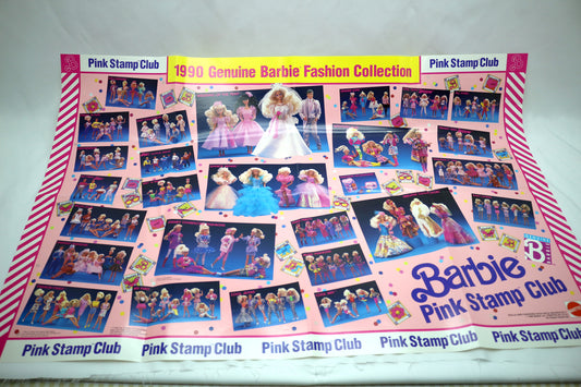 Barbie 1990 Pink Stamp Club Poster & Barbie Packaging