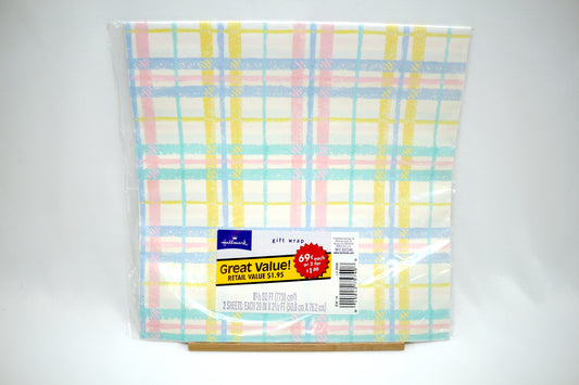 Vintage Pastel Plaid Gift Wrap, Wrapping Paper for Gift Giving, Ephemera, Scrapbooking, Journaling