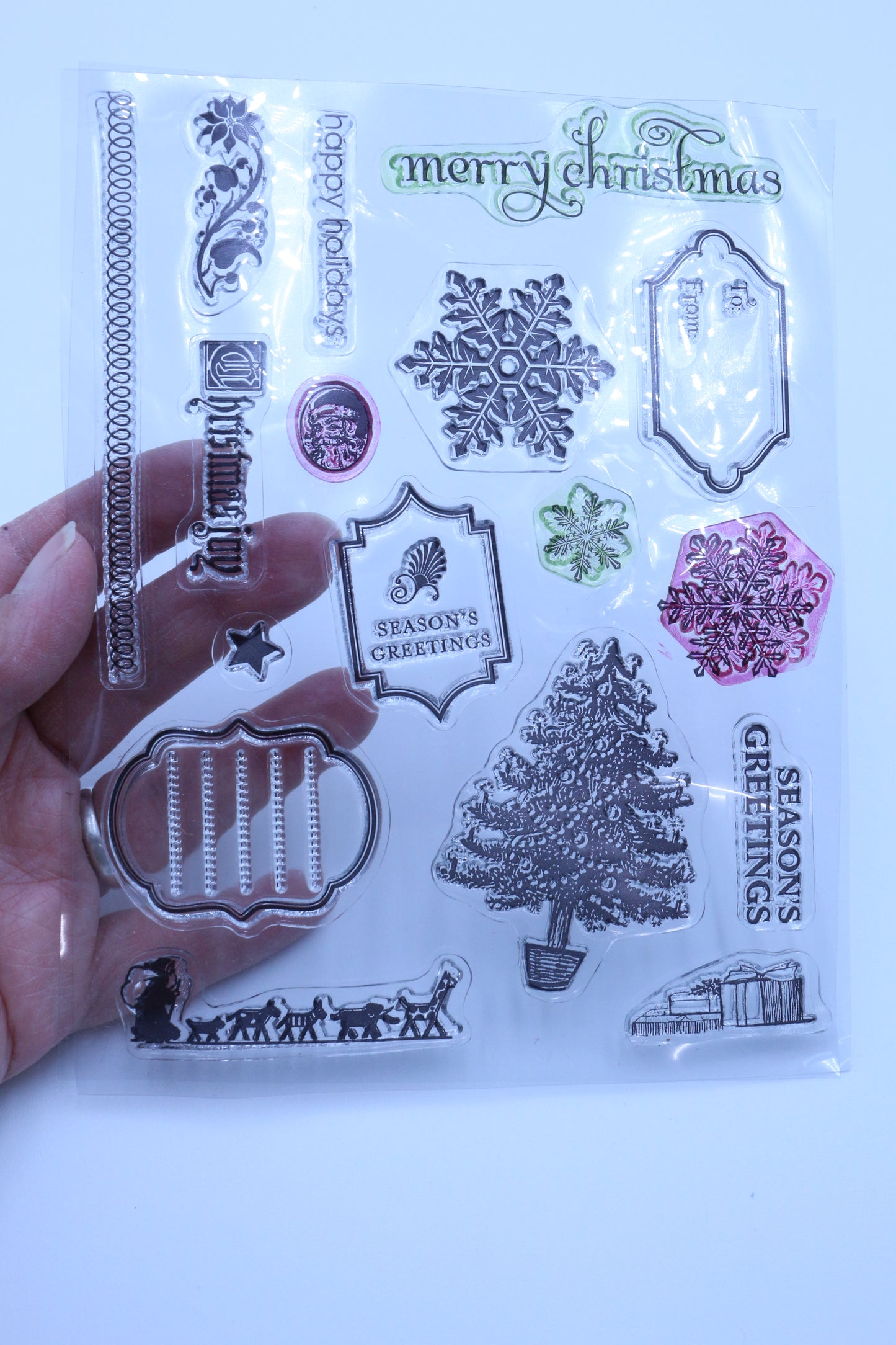 CLEAR STAMPS MERRY CHRISTMAS or OUR WEDDING