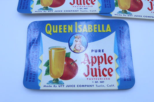 Queen Isabella Apple Juice Labels, Junk Journal Ephemera