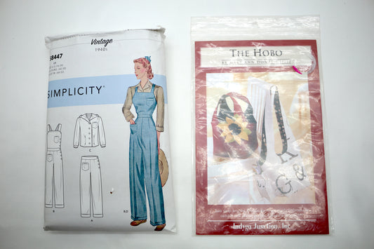 Simplicity 8447 Overalls Sewing Pattern OR Indygo Junction Hobo Bag