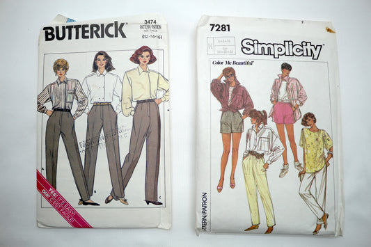 Butterick 3474 Women Pants Sewing Pattern OR Simplicity 7281 Womens Top & Pants Sewing Pattern