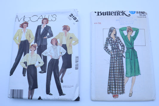 Butterick 5165 Robe Sewing Pattern or McCall's 2187 Suit Sewing Pattern