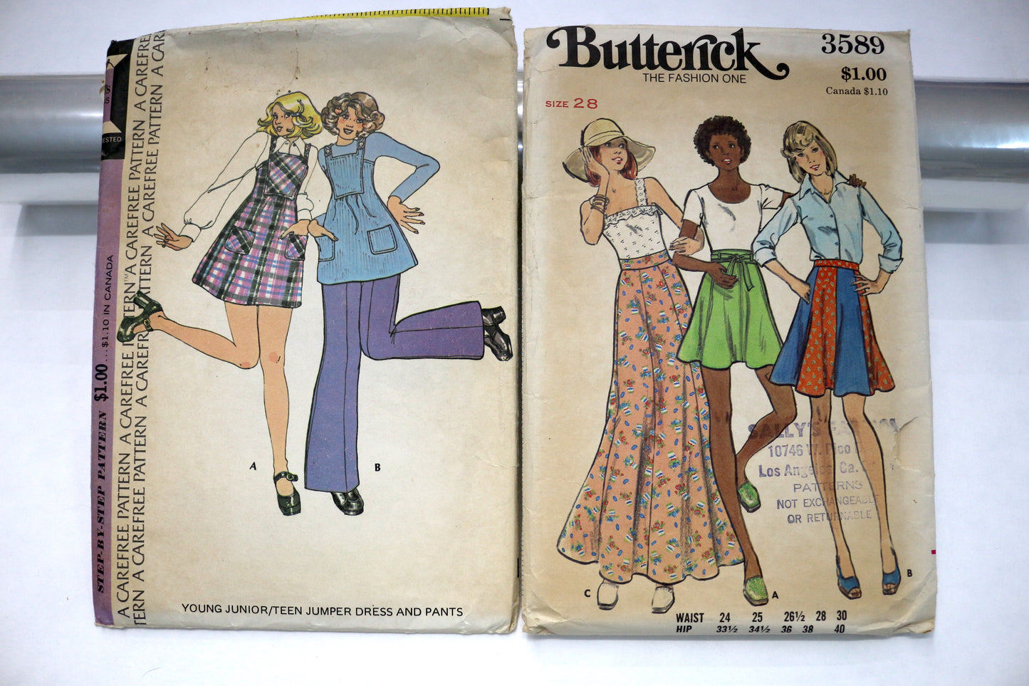Butterick 3589 Skirt Sewing Pattern or McCalls 3698 Baby Doll Dress Sewing Pattern
