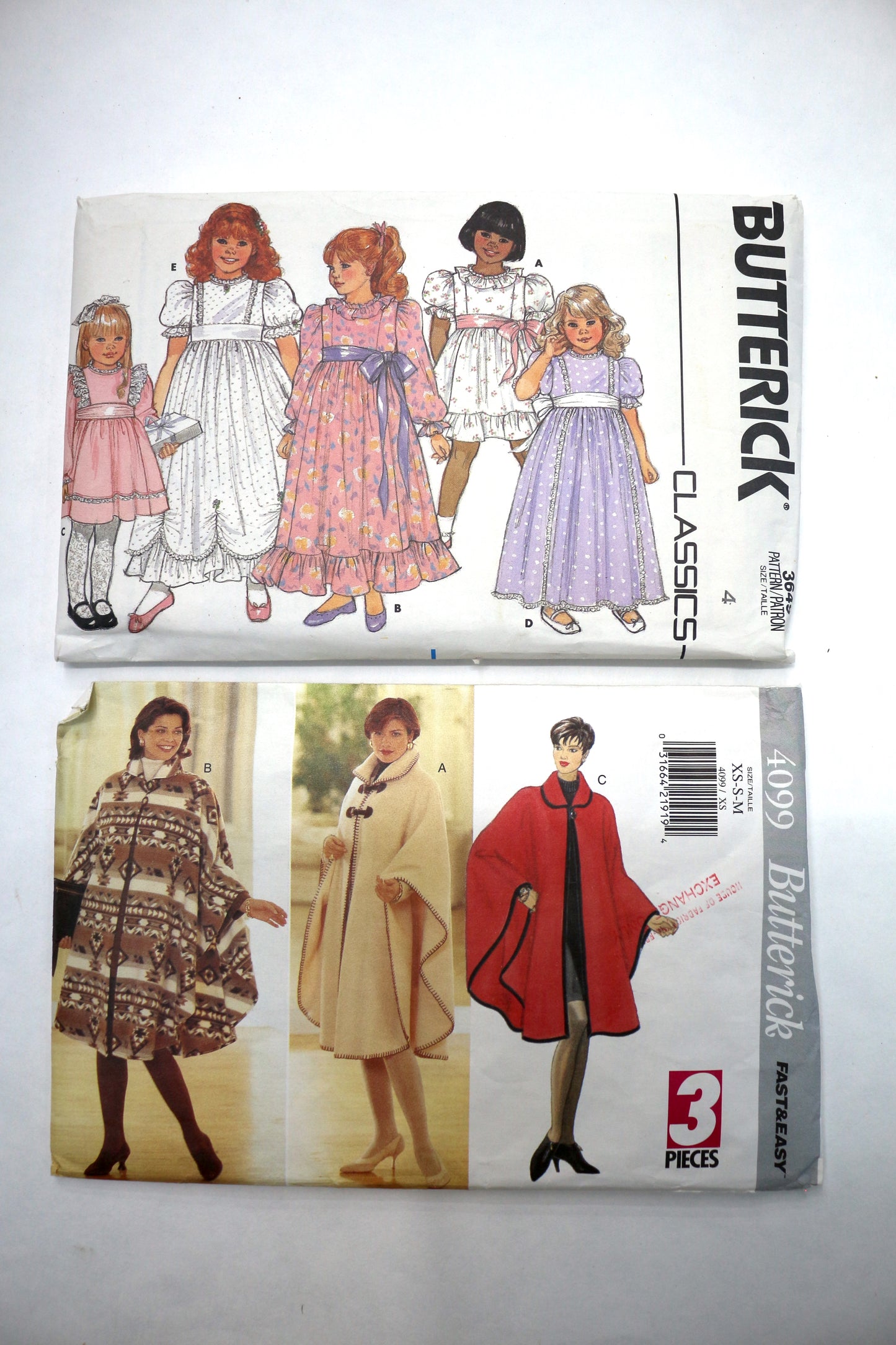 Butterick 3649 Girls Ruffled Dress Sewing Pattern or Butterick 4099 Womens Poncho Sewing Pattern